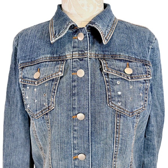 Cache Studded Denim Jacket Women's 12 - Picture 2 of 14